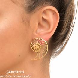 Handmade Sterling Silver Earrings Ammonite